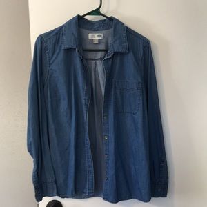 Long sleeve blue denim shirt